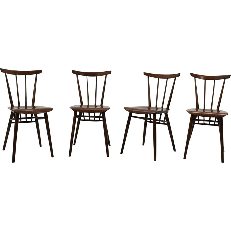 Suite de 4 chaises à repas vintage tchèques TATRA 1960