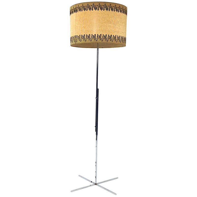 Vintage vloerlamp van chroom en stof, 1970