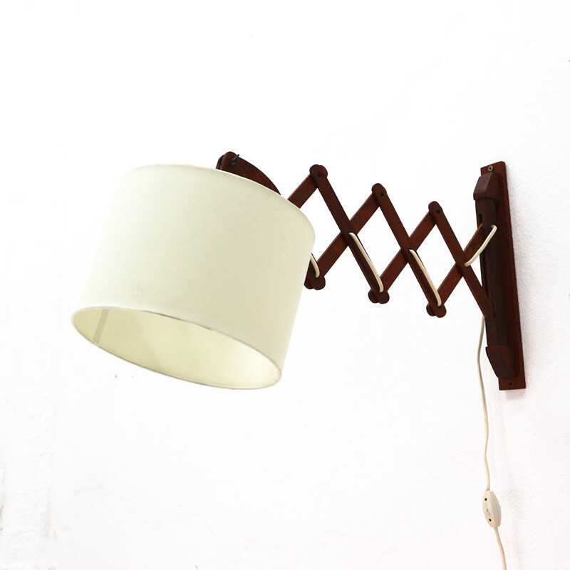 Lampe murale vintage extensible en teck 1960