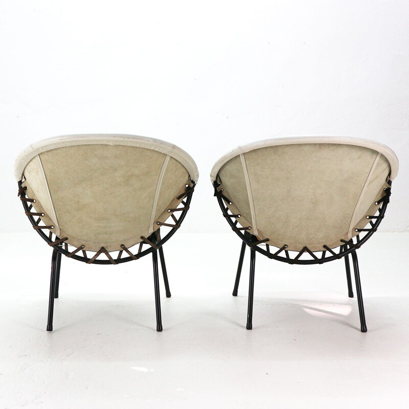 Baloon chairs in white leather by Lusch & Co