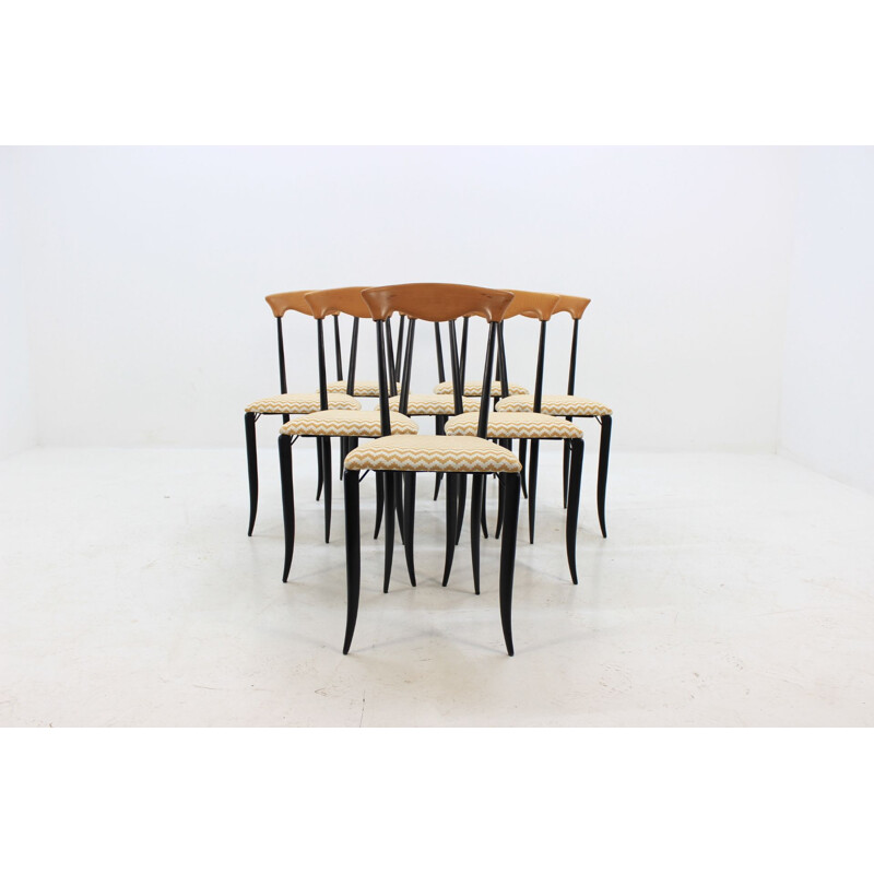 Set of 8 vintage dining chairs by Fasem