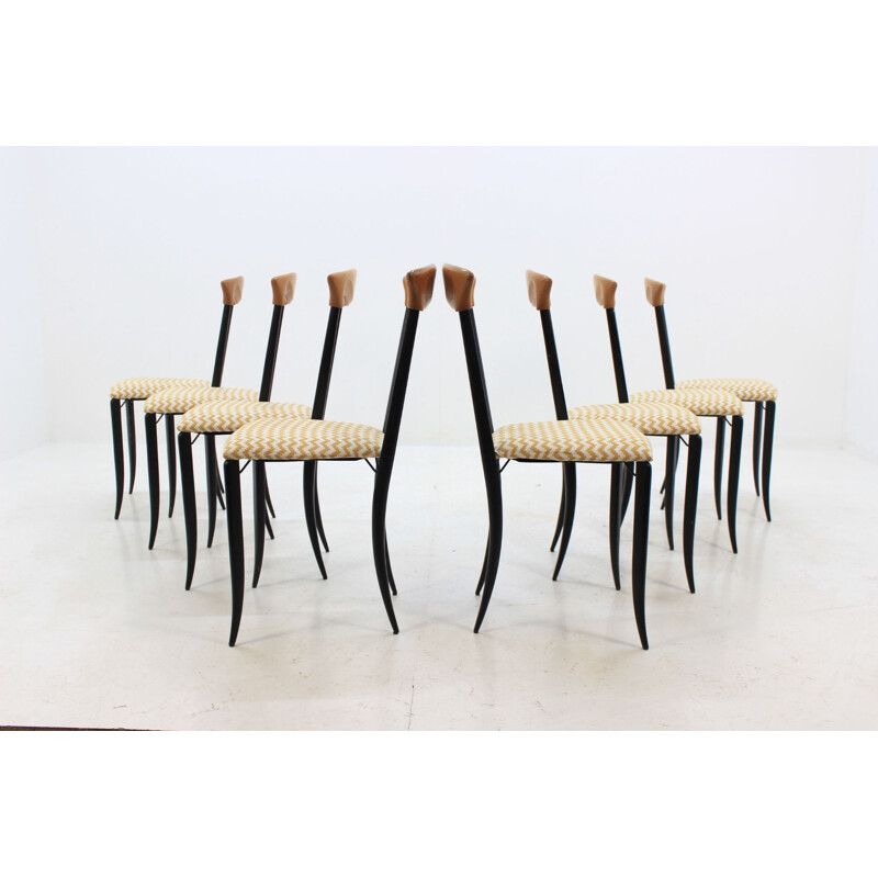 Suite de 8 chaises à repas vintage par Fasem