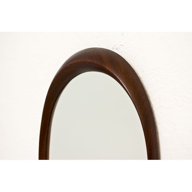 Vintage wooden oval mirror