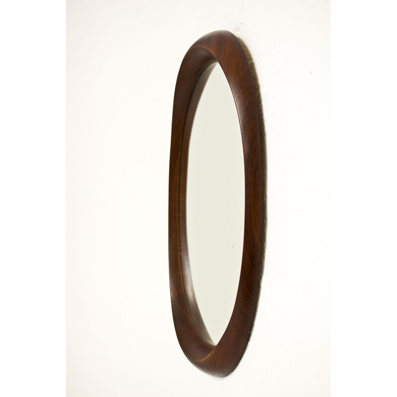 Vintage wooden oval mirror