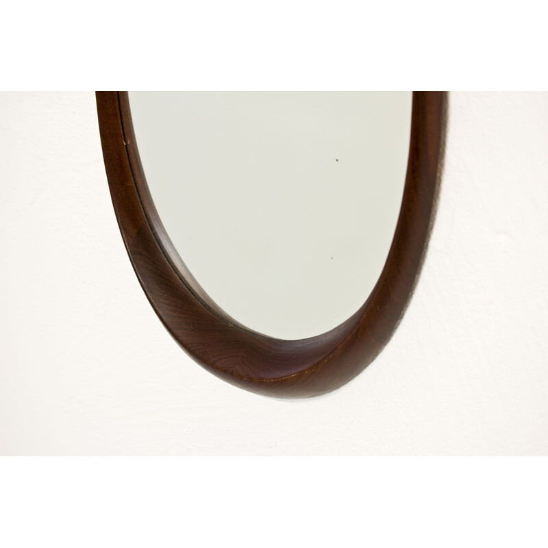 Vintage wooden oval mirror