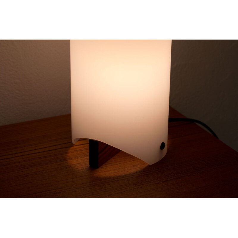 Vintage Swedish table lamp in rosewood and acrylic by Luxus
