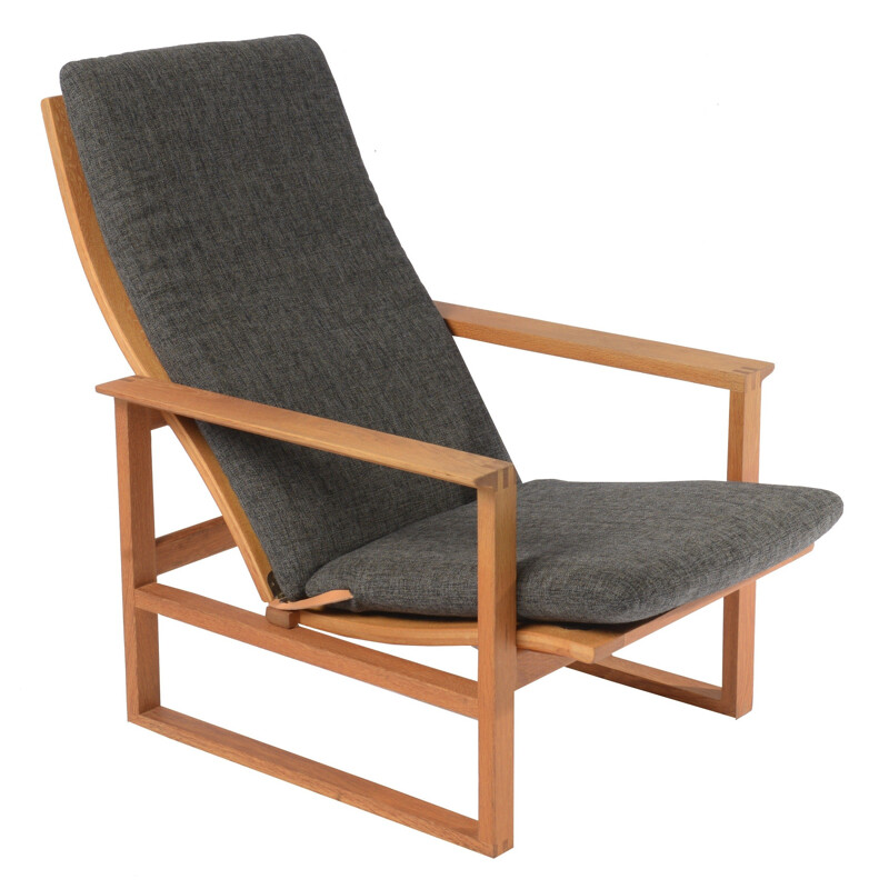 Armchair 2254 in oakwood, fabric and leather, Børge MOGENSEN - 1960s