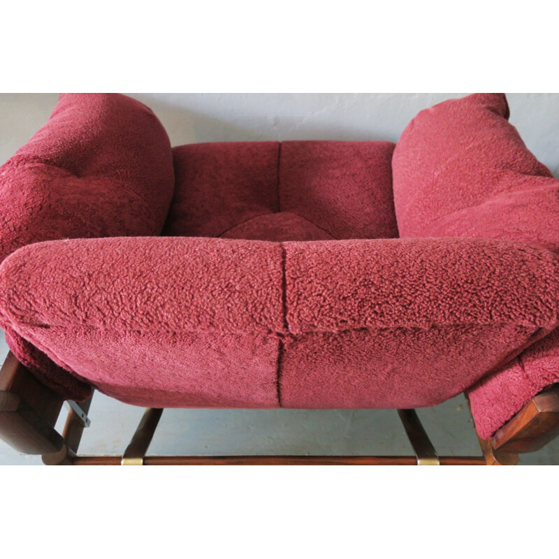 Vintage armchair in brazilian rosewood and lambswool by Percival Lafer