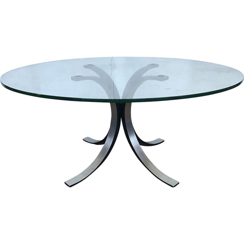 Italian vintage table in glass, Osvaldo Borsani for TECNO 1970