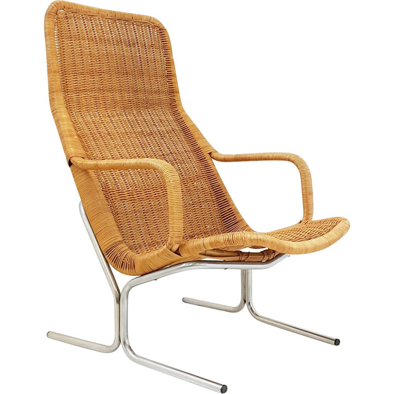 Vintage 1960 rattan chair Dirk Van Sliedregt