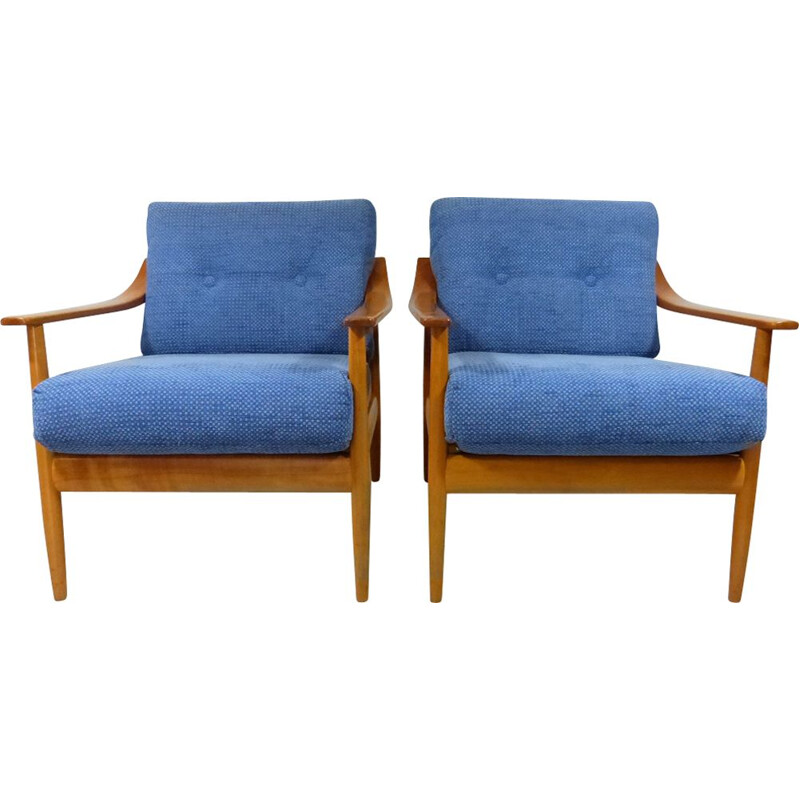 Pair of vintage blue chairs by Wilhelm Knoll 1960