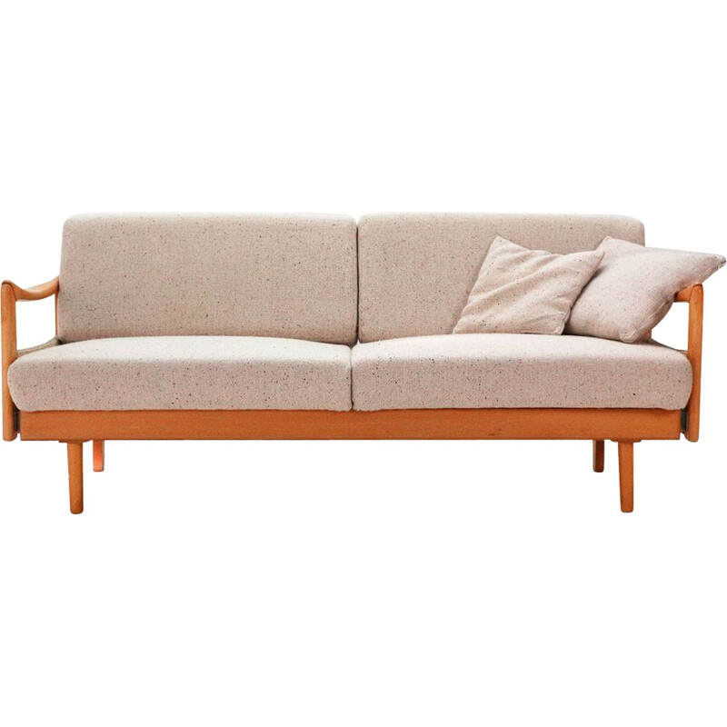 Vintage beechwood sofa bed with extensions 1970 