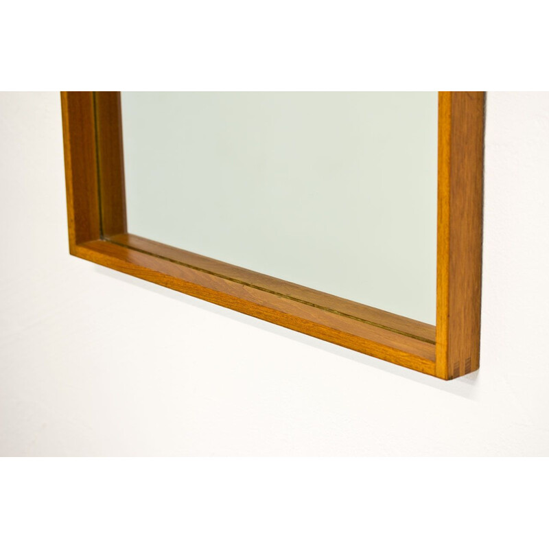 Vintage Swedish wall mirror in teak