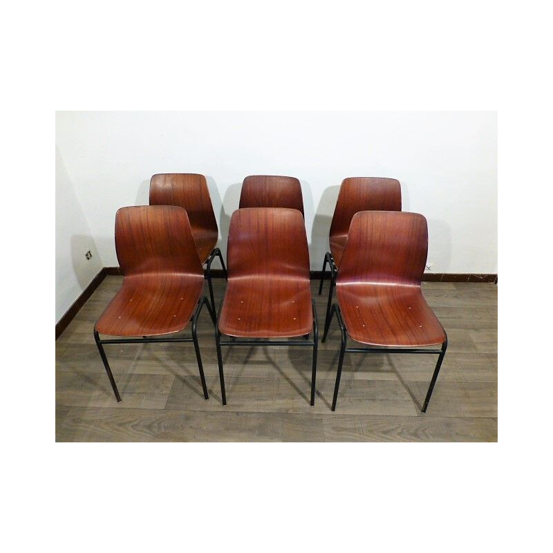Suite de 6 chaises vintage en palissandre par Pagholz