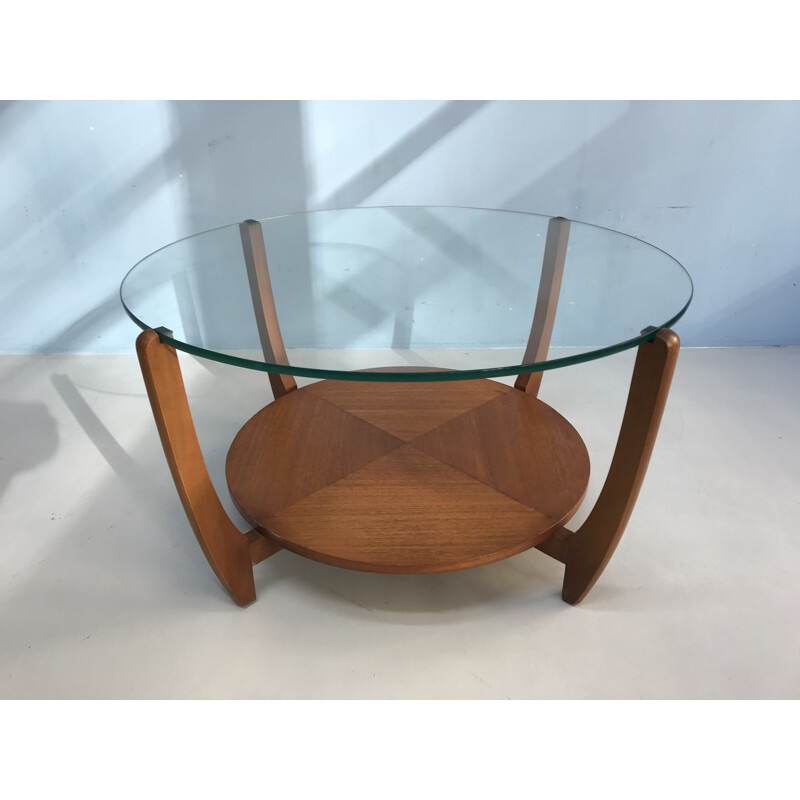 Vintage Danish coffee table in teak and glass