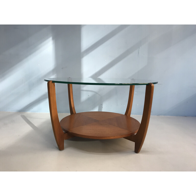 Vintage Danish coffee table in teak and glass