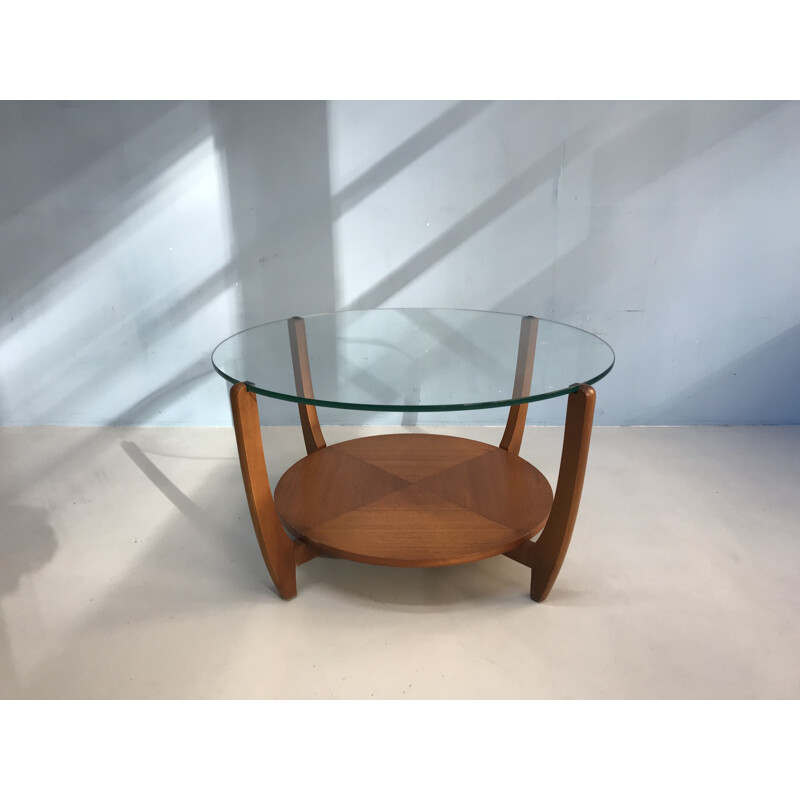 Vintage Danish coffee table in teak and glass