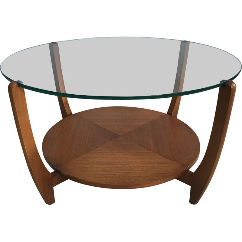 Vintage Danish coffee table in teak and glass
