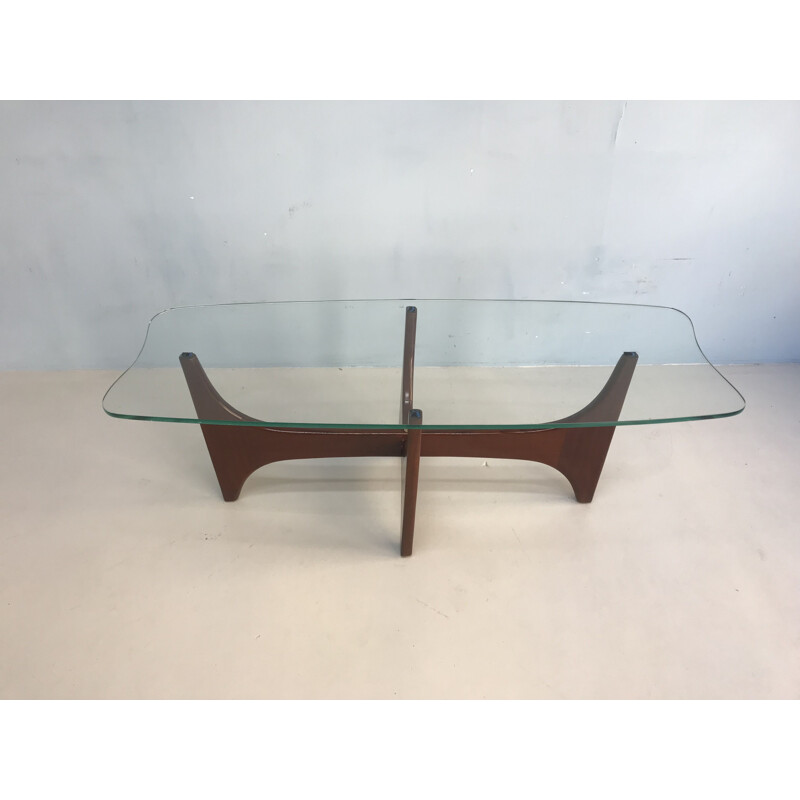 Vintage coffee table with glass top by G-Plan