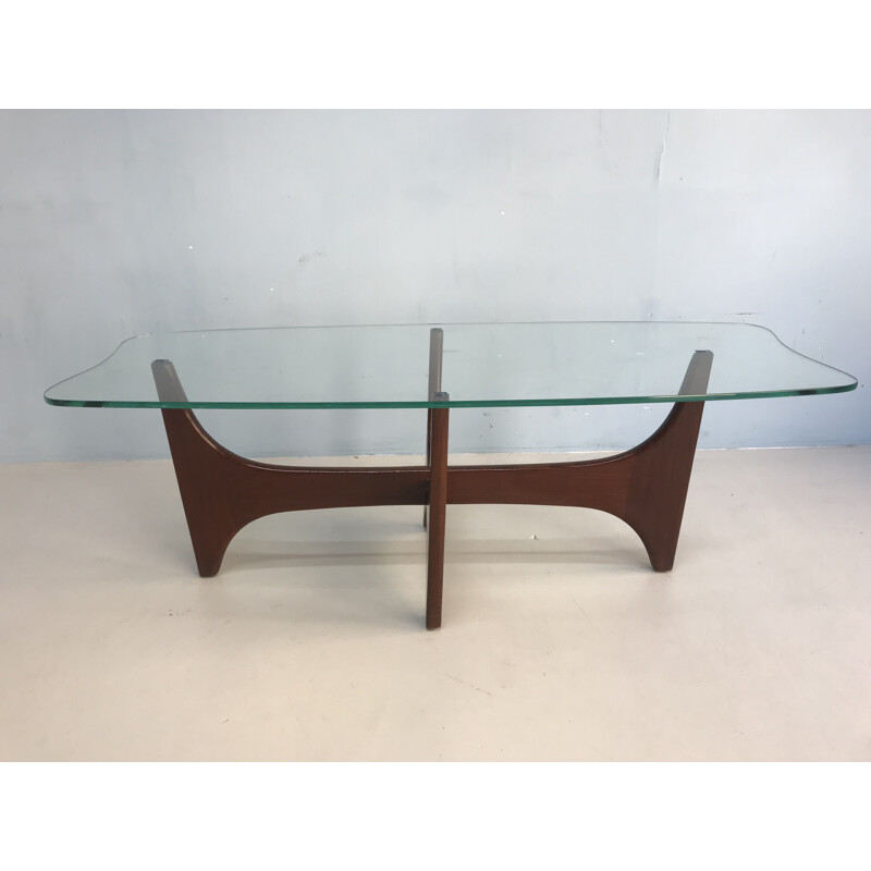 Vintage coffee table with glass top by G-Plan