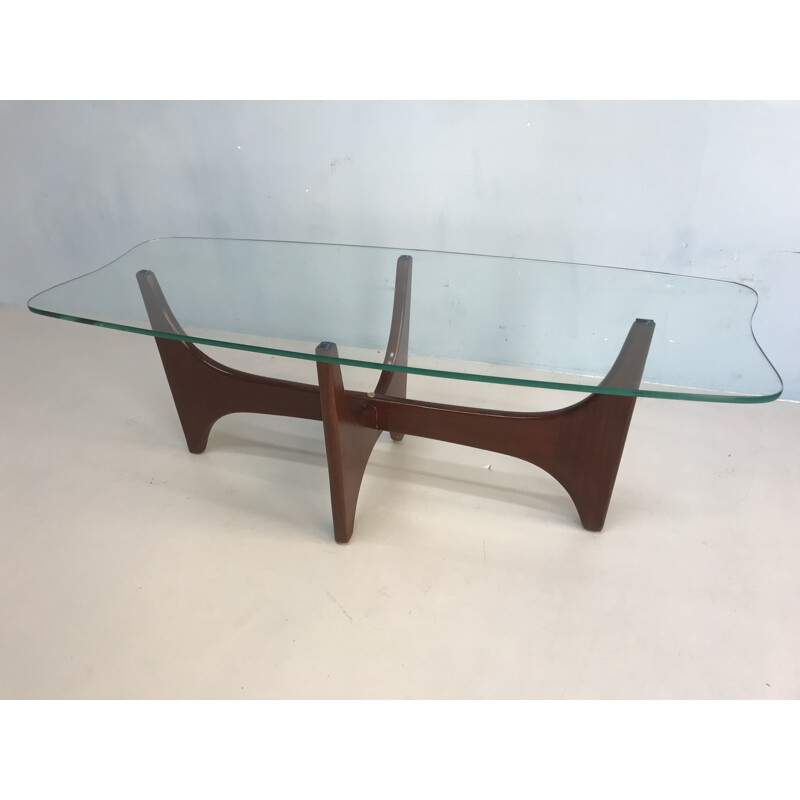 Vintage coffee table with glass top by G-Plan