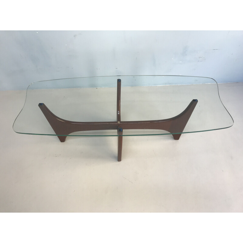 Vintage coffee table with glass top by G-Plan