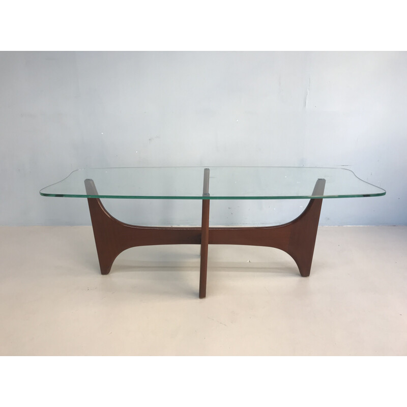 Table basse vintage avec plateau en verre par G-Plan