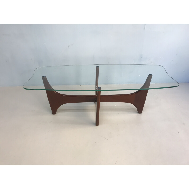 Vintage coffee table with glass top by G-Plan