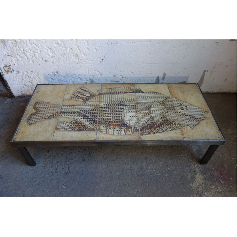 Vintage coffee table in ceramic by Roger Capron