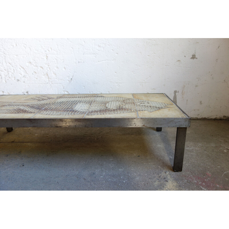 Vintage coffee table in ceramic by Roger Capron