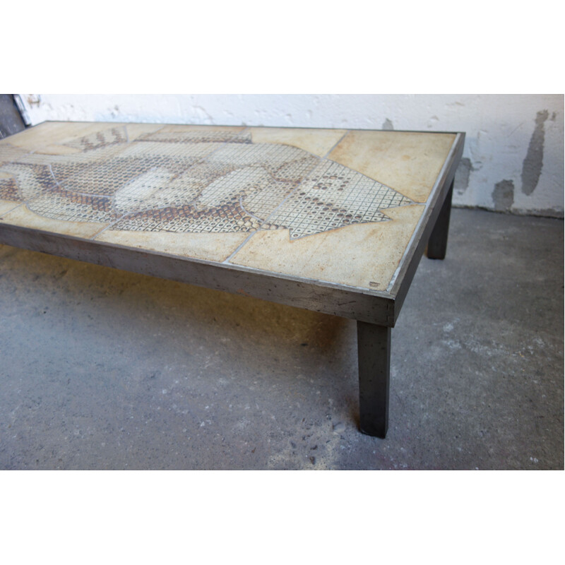 Vintage coffee table in ceramic by Roger Capron