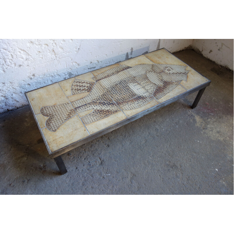 Vintage coffee table in ceramic by Roger Capron