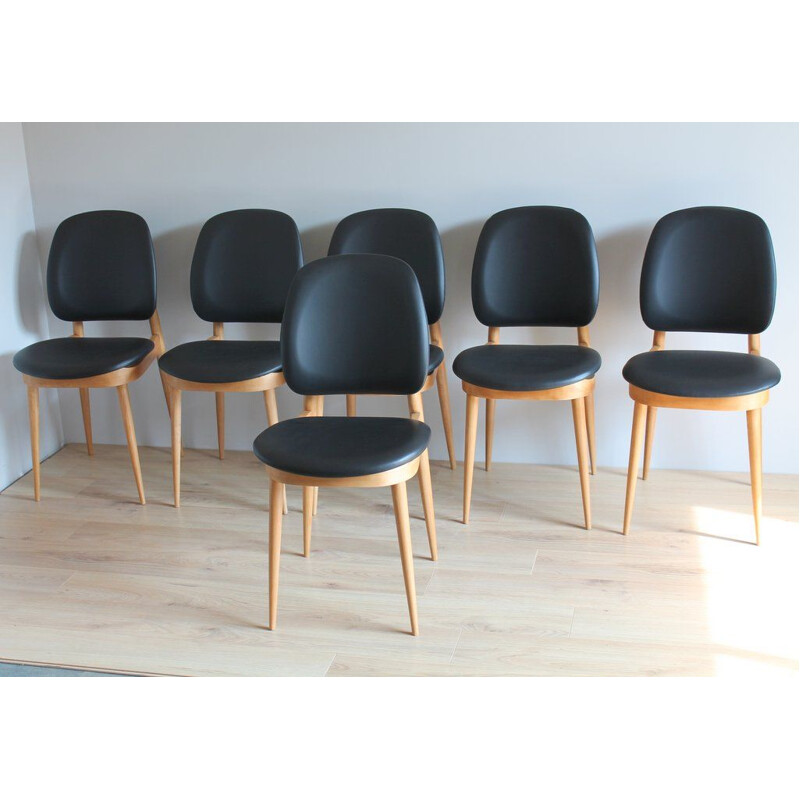 Set of 6 Pegasus dining chairs in beech by Baumann