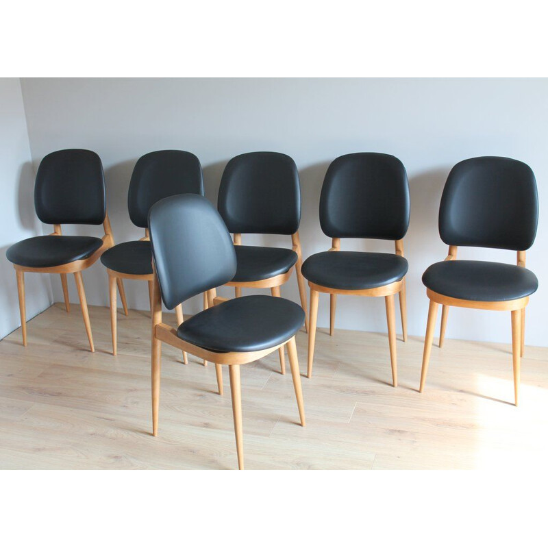 Set of 6 Pegasus dining chairs in beech by Baumann