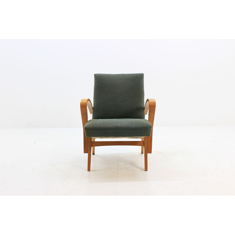 Vintage oak armchair by Tatra Pravenec, Czechoslovakia