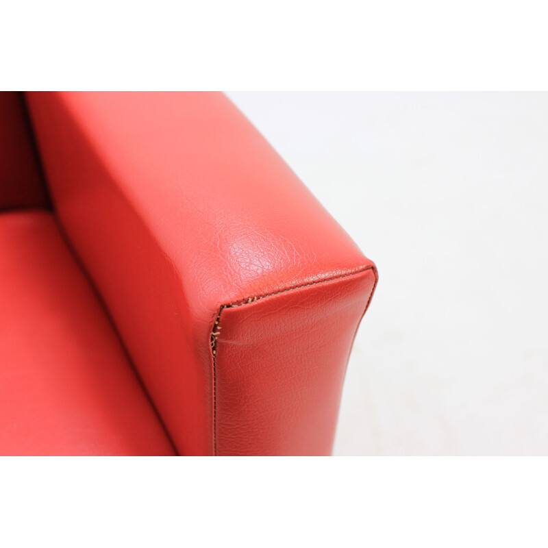 Vintage set of 2 leatherette swivel armchairs