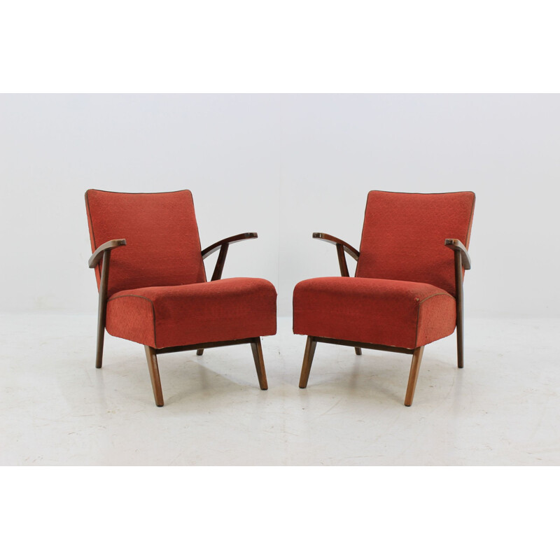 Vintage set of 2 lounge chairs by Jindřich Halabala