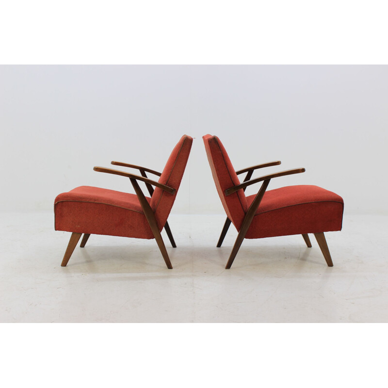 Suite de 2 fauteuils lounge vintage par Jindřich Halabala