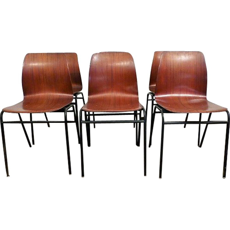 Suite de 6 chaises vintage en palissandre par Pagholz