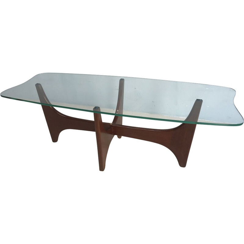 Vintage coffee table with glass top by G-Plan