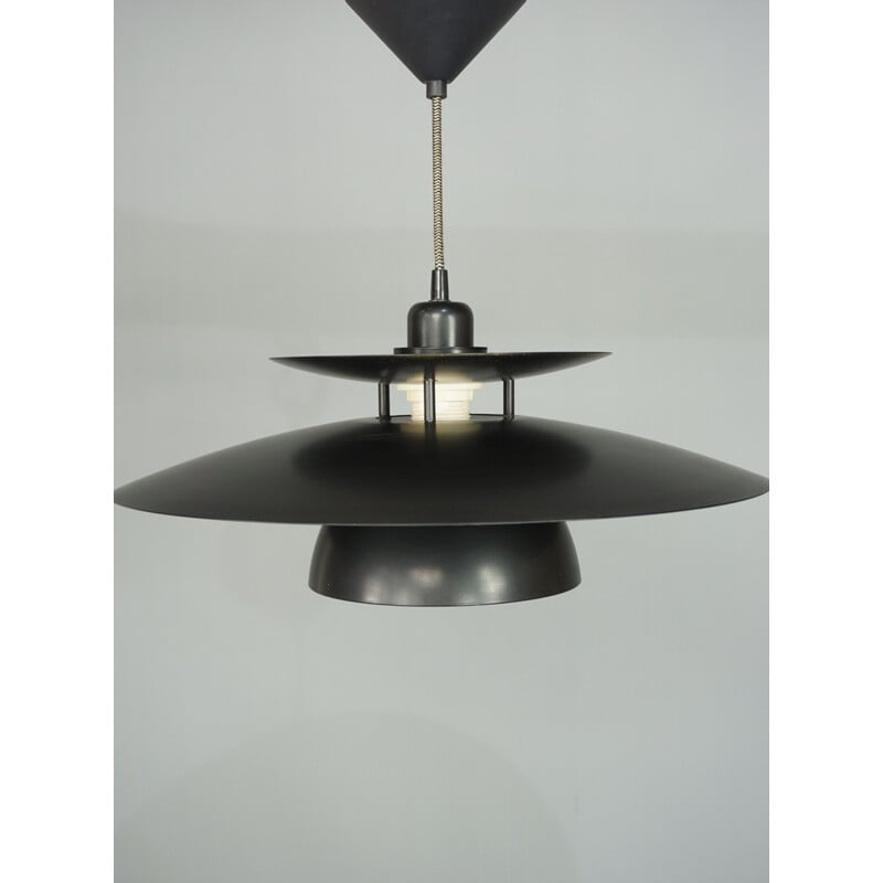 Vintage black lacquered metal pendant light