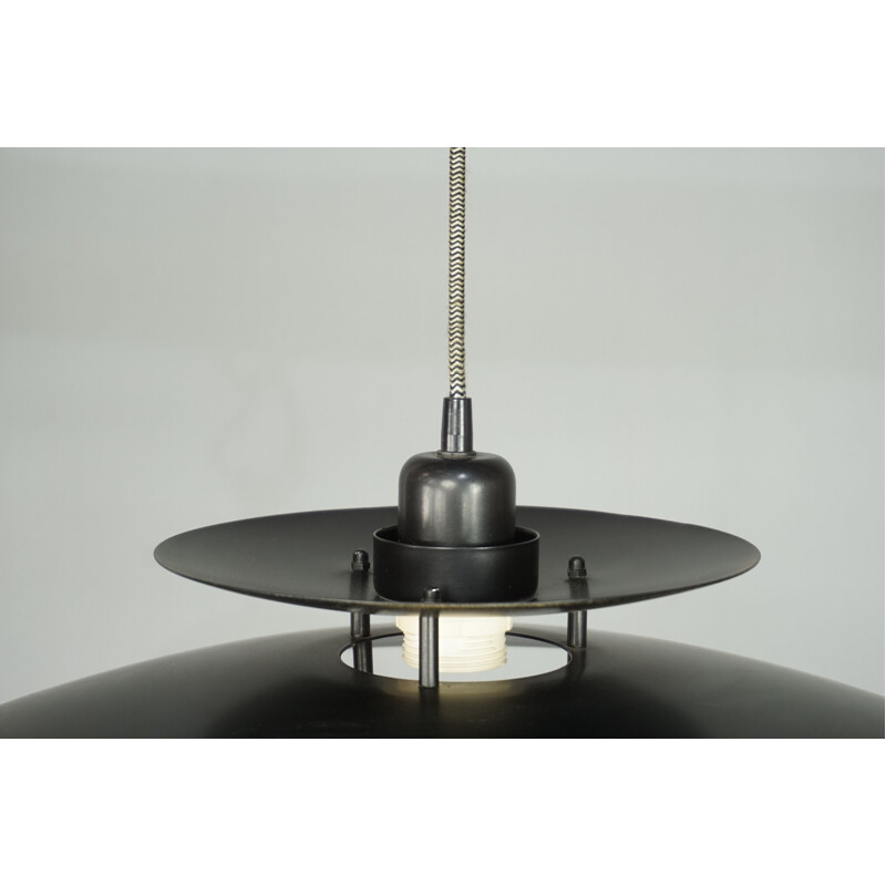 Vintage black lacquered metal pendant light