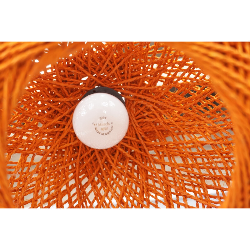 Vintage orange pendant light in rope