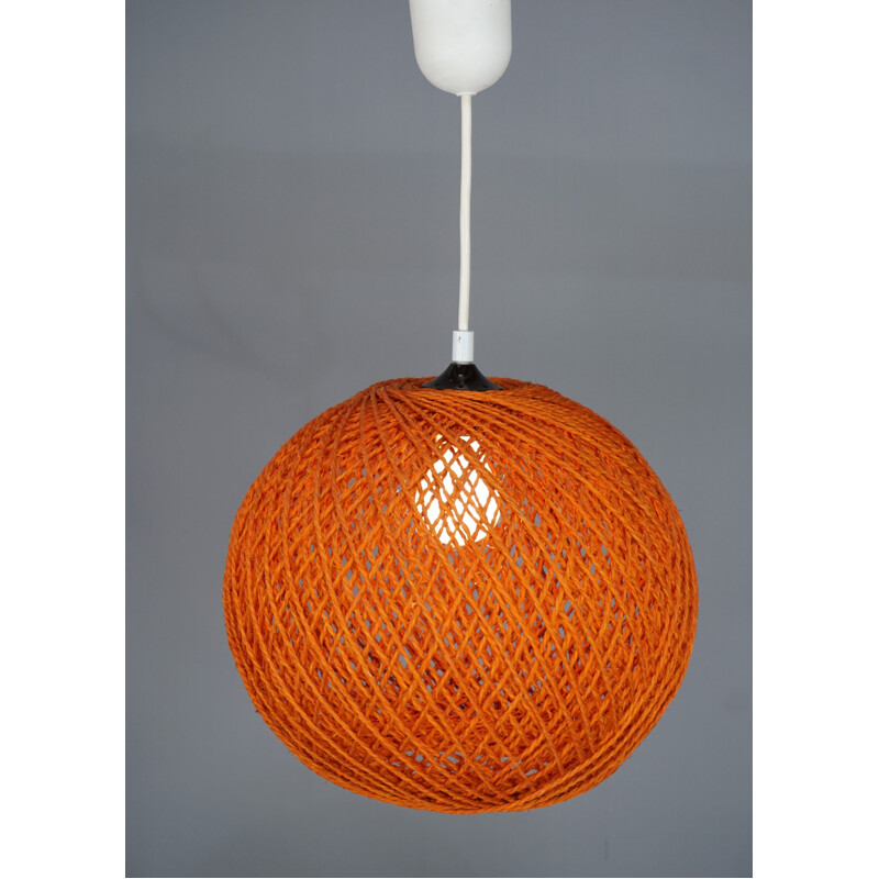 Vintage orange pendant light in rope