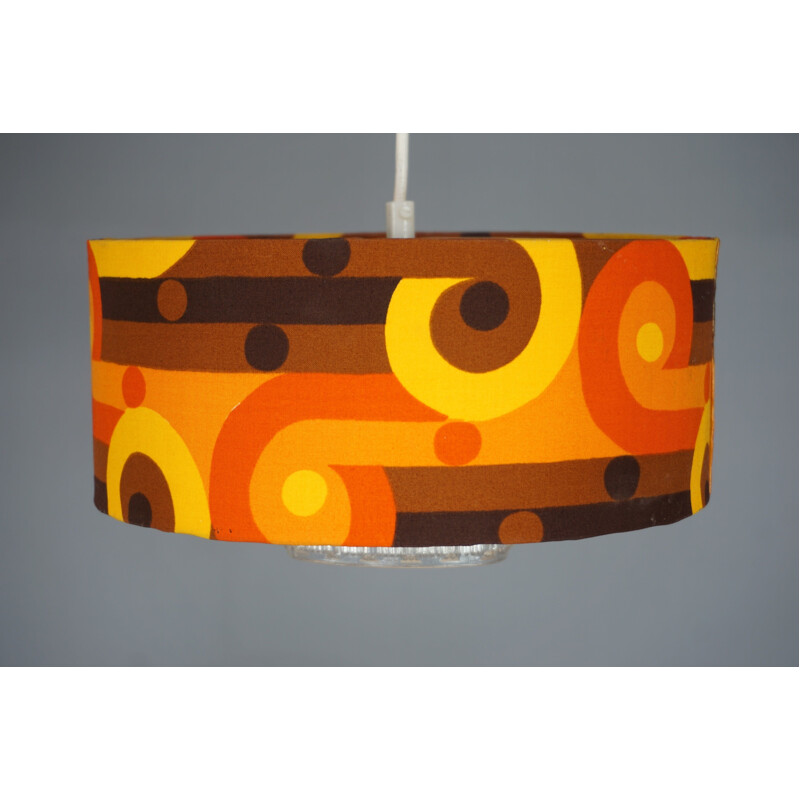 Vintage psychedelic fabric and glass pendant light