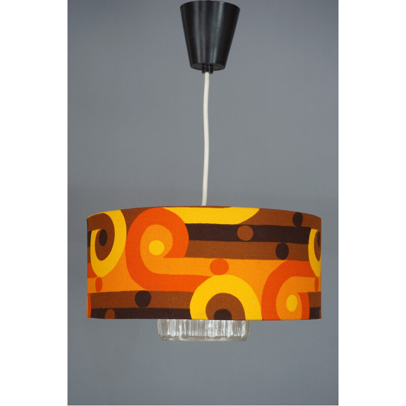 Vintage psychedelic fabric and glass pendant light