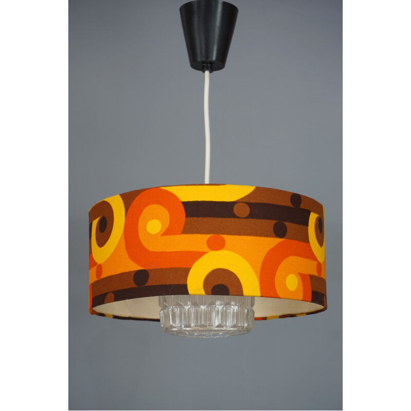 Vintage psychedelic fabric and glass pendant light