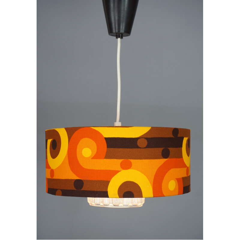 Vintage psychedelic fabric and glass pendant light