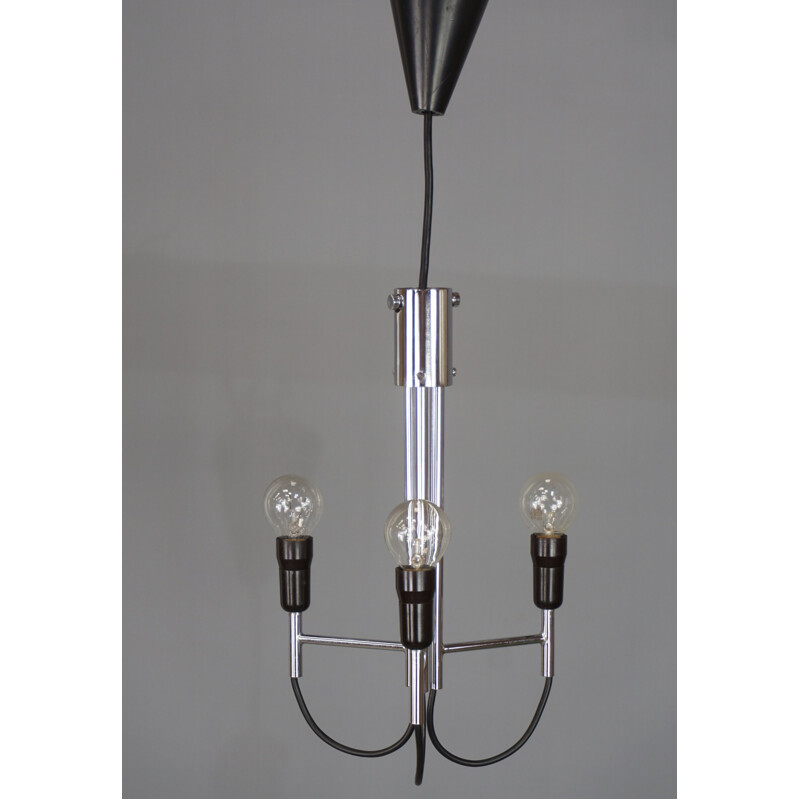 Vintage chromed pendant light in black wire