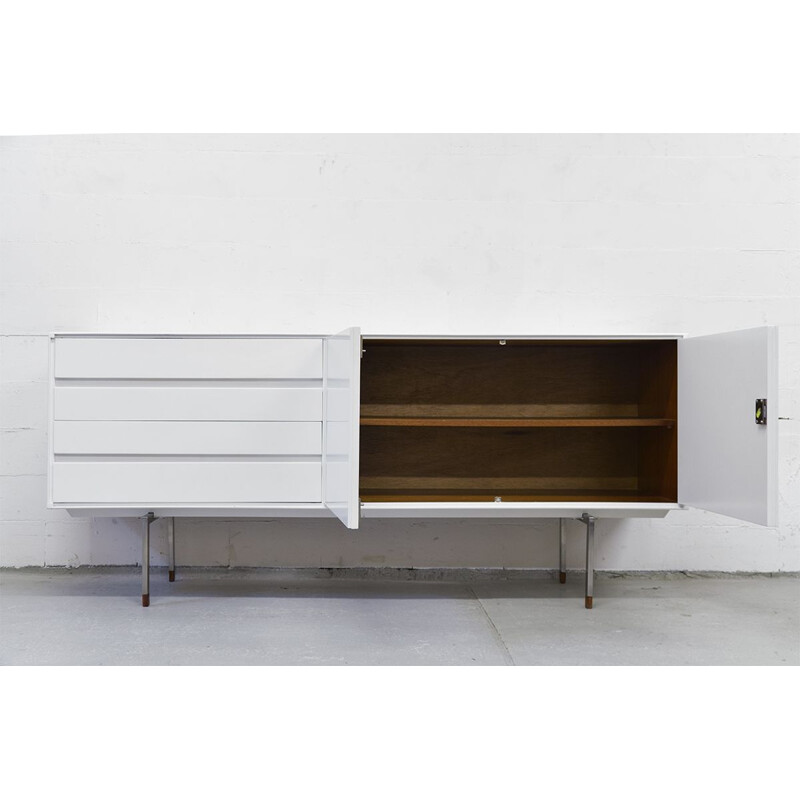 Vintage Scandinavian white sideboard in teak